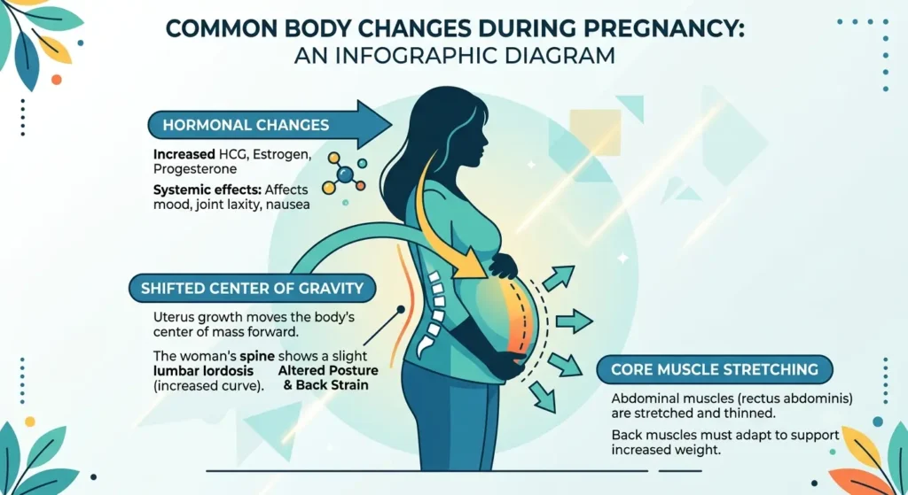 Causes of lower back pain during pregnancy infographic