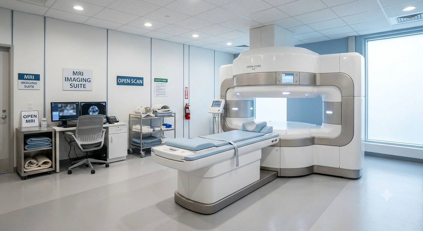 Open MRI machine designed for patient comfort during spine imaging
 